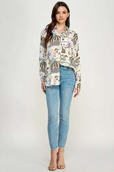 Circus Print Button Down Shirt
