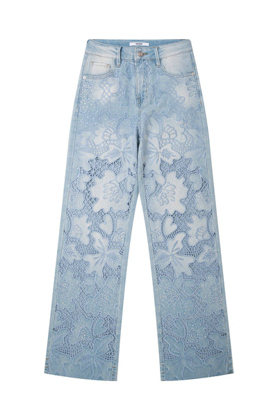Embroidery Cut Out Jeans