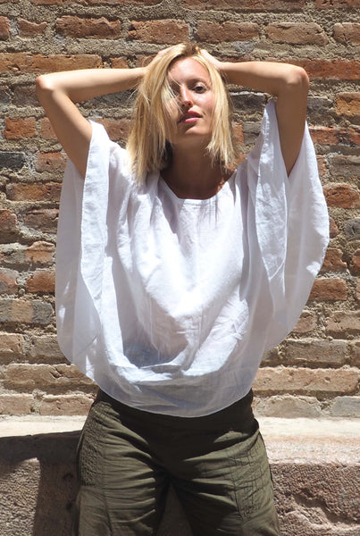 Petal Top Gauze Crop Blouse
