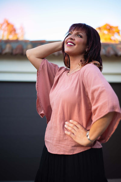 Petal Top Gauze Crop Blouse