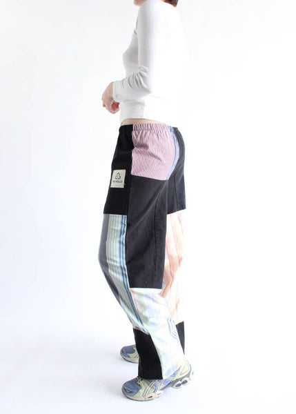 The Edit Black Denim x Stripes Pants