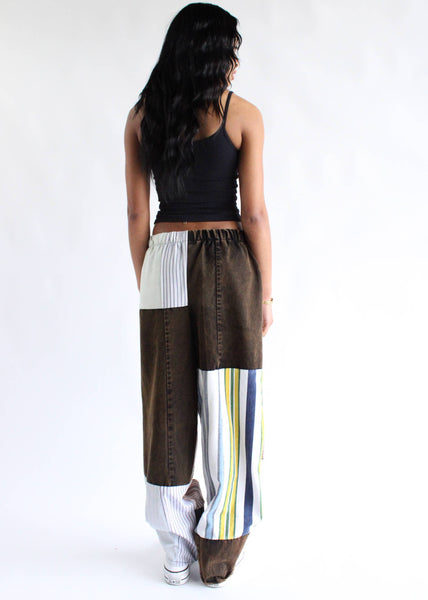 The Edit Black Denim x Stripes Pants