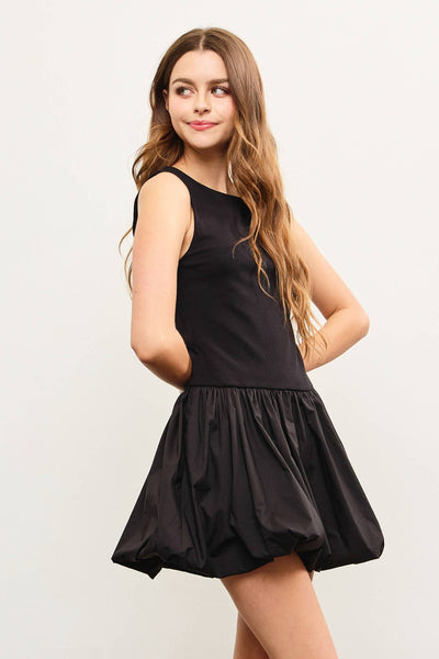 Showtime Ready Crew Neck Balloon Hem Sleeveless Dress