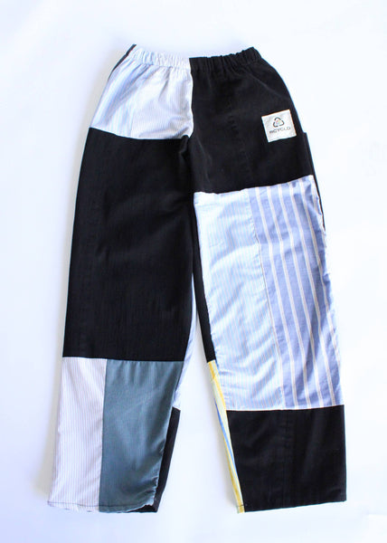 The Edit Black Denim x Stripes Pants