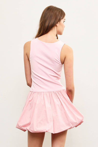 Showtime Ready Crew Neck Balloon Hem Sleeveless Dress