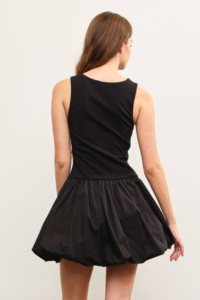 Showtime Ready Crew Neck Balloon Hem Sleeveless Dress