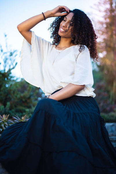 Petal Top Gauze Crop Blouse