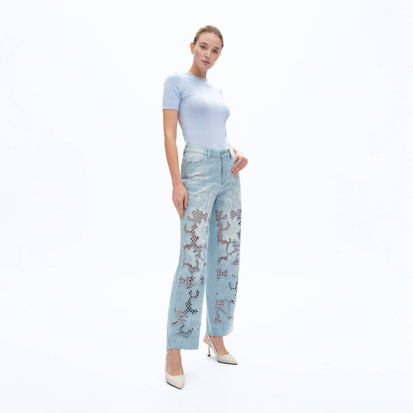 Embroidery Cut Out Jeans