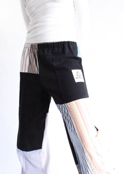 The Edit Black Denim x Stripes Pants