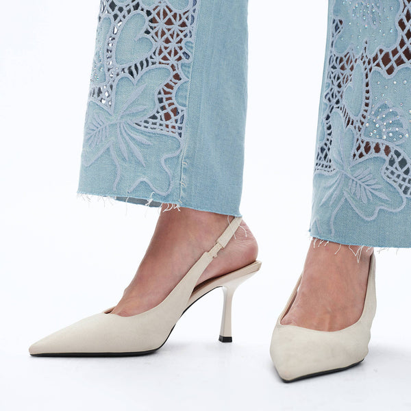 Embroidery Cut Out Jeans