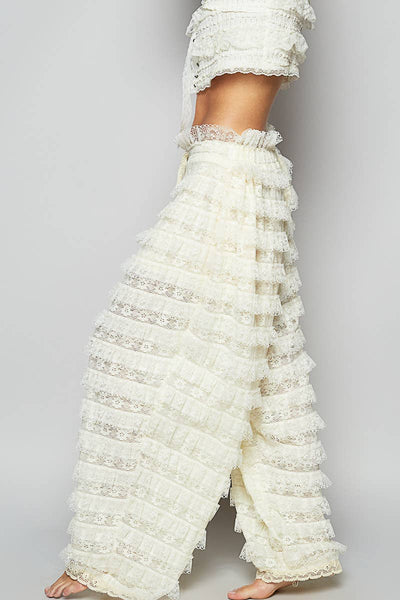 Sierra Lace Trim Woven Wide Pants