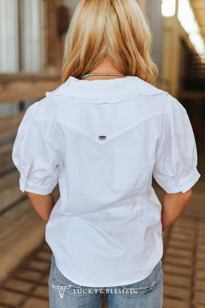 Puff Sleeve Button Collared Shirt