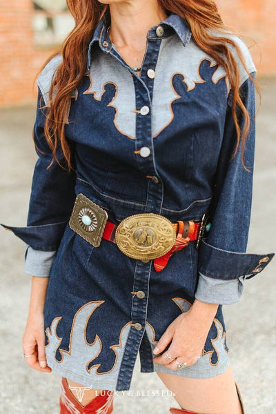 Chelsea Denim Concho Button Dress
