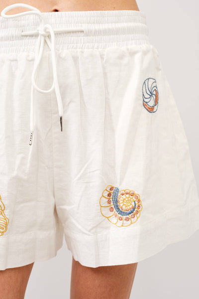 Seashell Embroidered Shorts