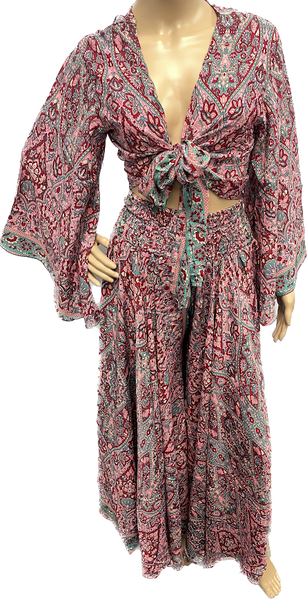 Silk Pant and Sleeve Top Set