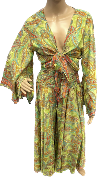 Silk Pant and Sleeve Top Set