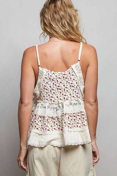 A-body Flared Fit Double Gauze Floral Top
