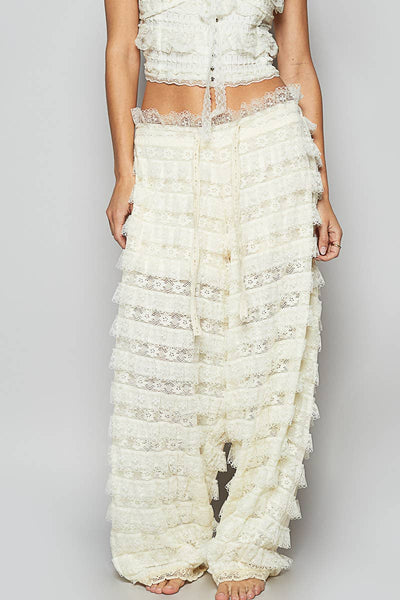 Sierra Lace Trim Woven Wide Pants