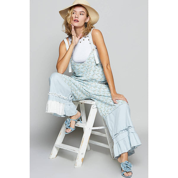 Valerie Floral Ruffle Pockets Overalls