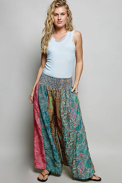 Sonya One-of-a-Kind Smocked Waist Wide Leg Pants