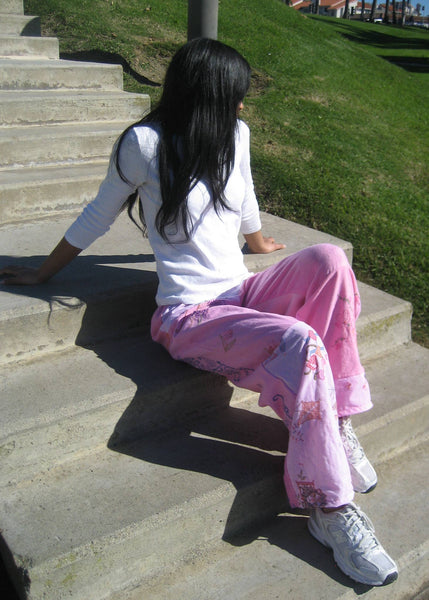 Pink Embroidered Pieced Pant