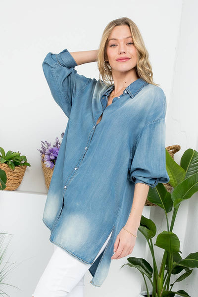 Tencel Button Down Denim Shirt