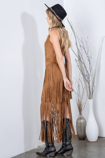 Southern Fringe Suede Dress