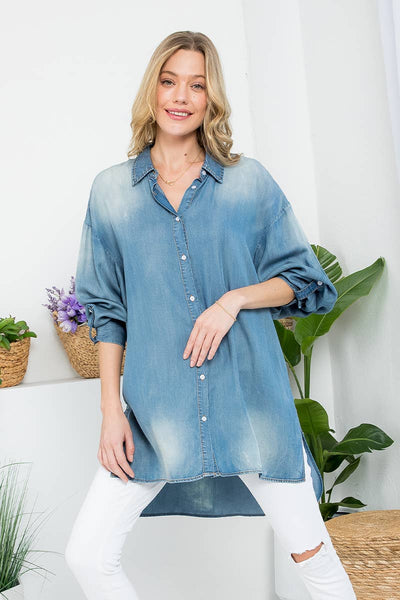 Tencel Button Down Denim Shirt