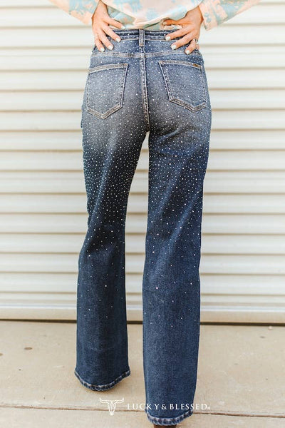 Rhinestone Western Flare Plus Size Jeans