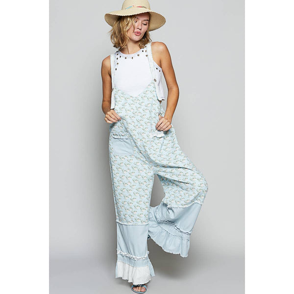 Valerie Floral Ruffle Pockets Overalls