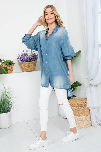 Tencel Button Down Denim Shirt