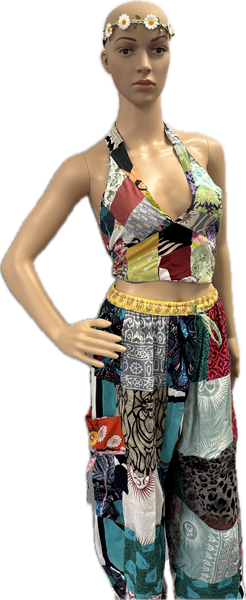 Patch pant with tie patch top set