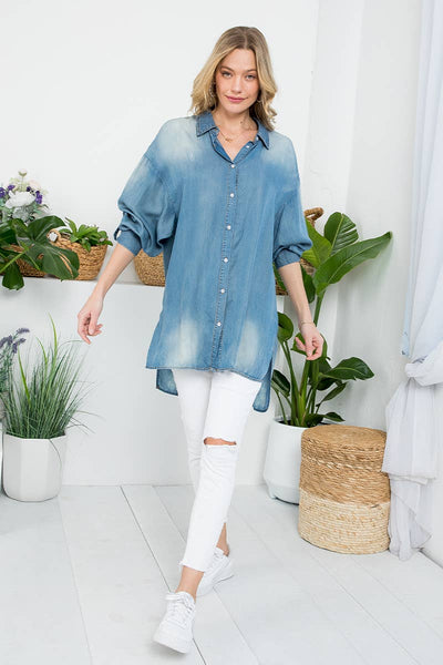 Tencel Button Down Denim Shirt