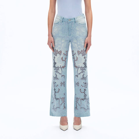 Embroidery Cut Out Jeans