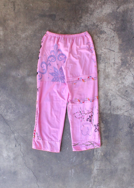 Pink Embroidered Pieced Pant