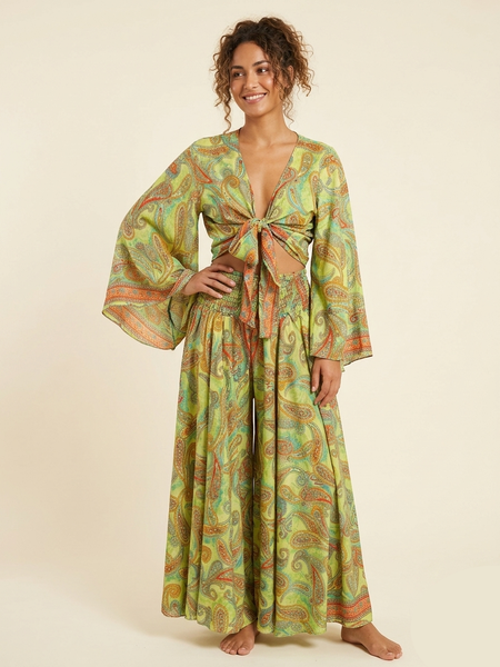Silk Pant and Sleeve Top Set