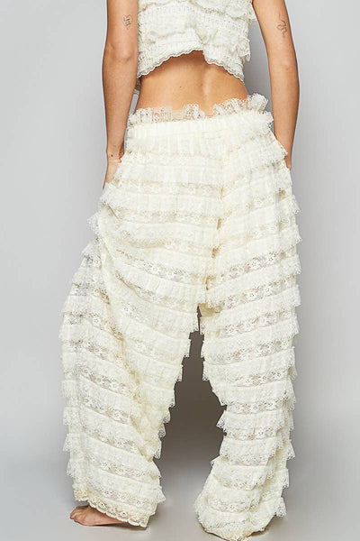 Sierra Lace Trim Woven Wide Pants