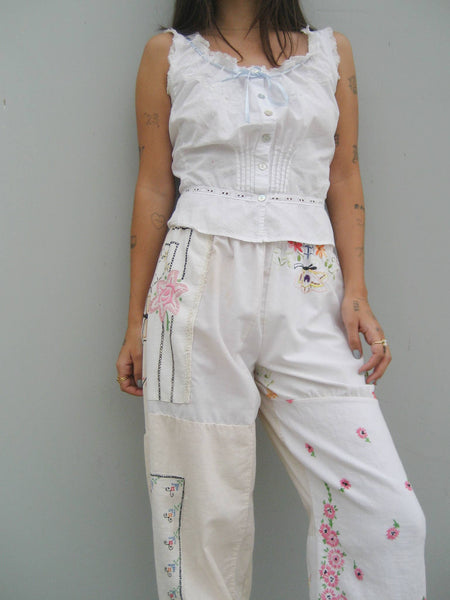 Embroidered Pieced Pant