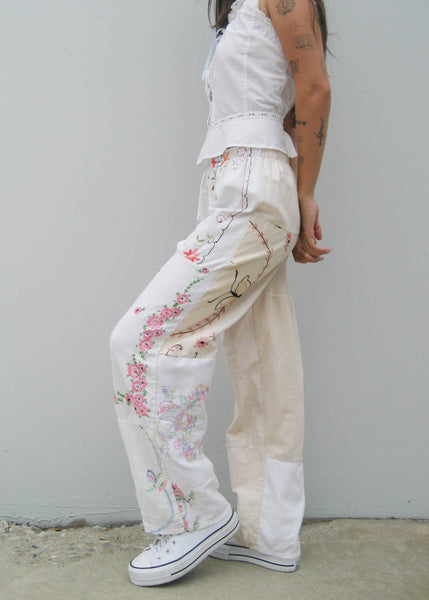 Embroidered Pieced Pant