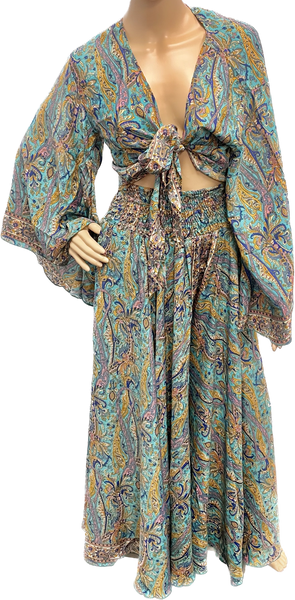 Silk Pant and Sleeve Top Set