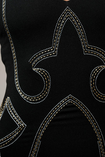 Plunge Boots Stitch Bodysuit