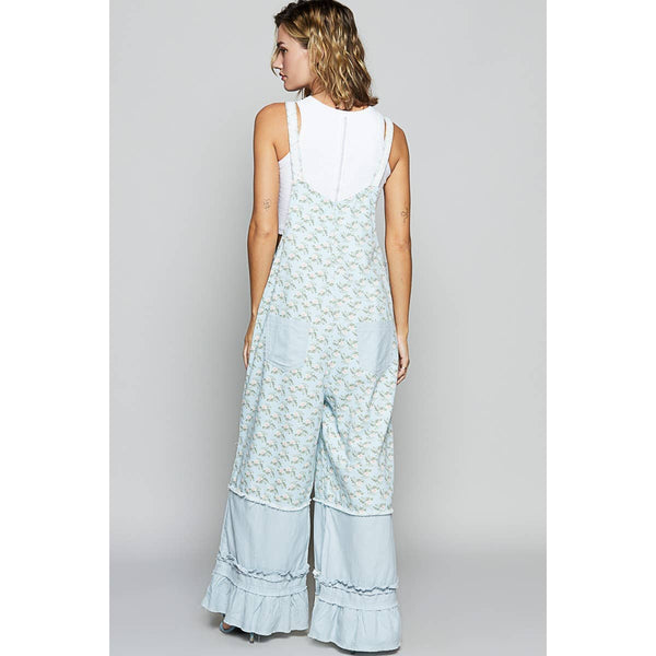 Valerie Floral Ruffle Pockets Overalls