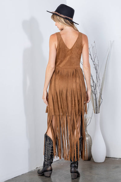 Southern Fringe Suede Dress