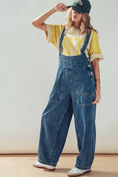 Sophia Wide-Leg Denim Overalls