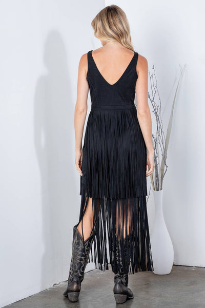 Southern Fringe Suede Dress