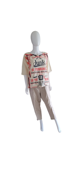 Baseball Flour Sack Vintage Print Top