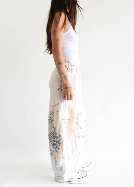 Embroidered Pieced Pant