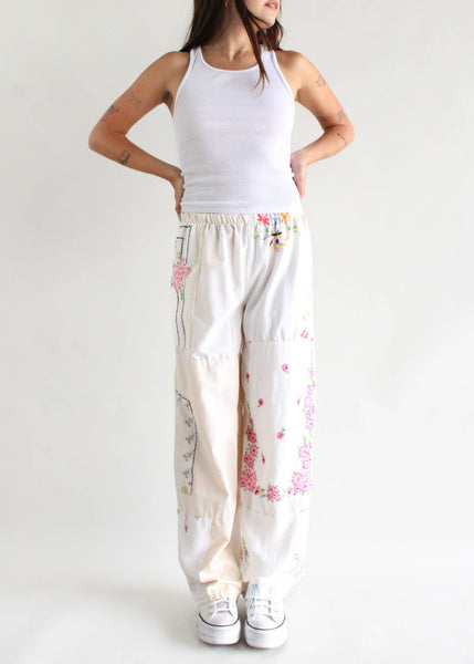 Embroidered Pieced Pant