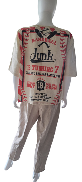 Baseball Flour Sack Vintage Print Top