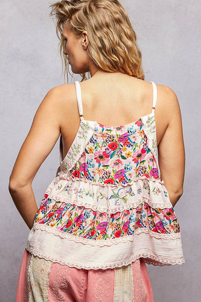 A-body Flared Fit Double Gauze Floral Top